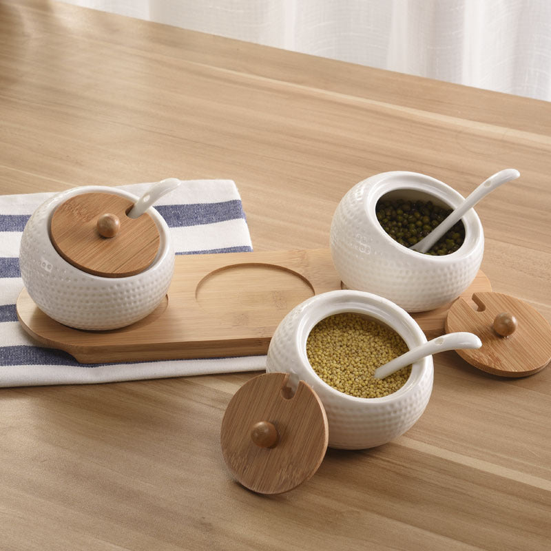 Bamboo lid seasoning jar