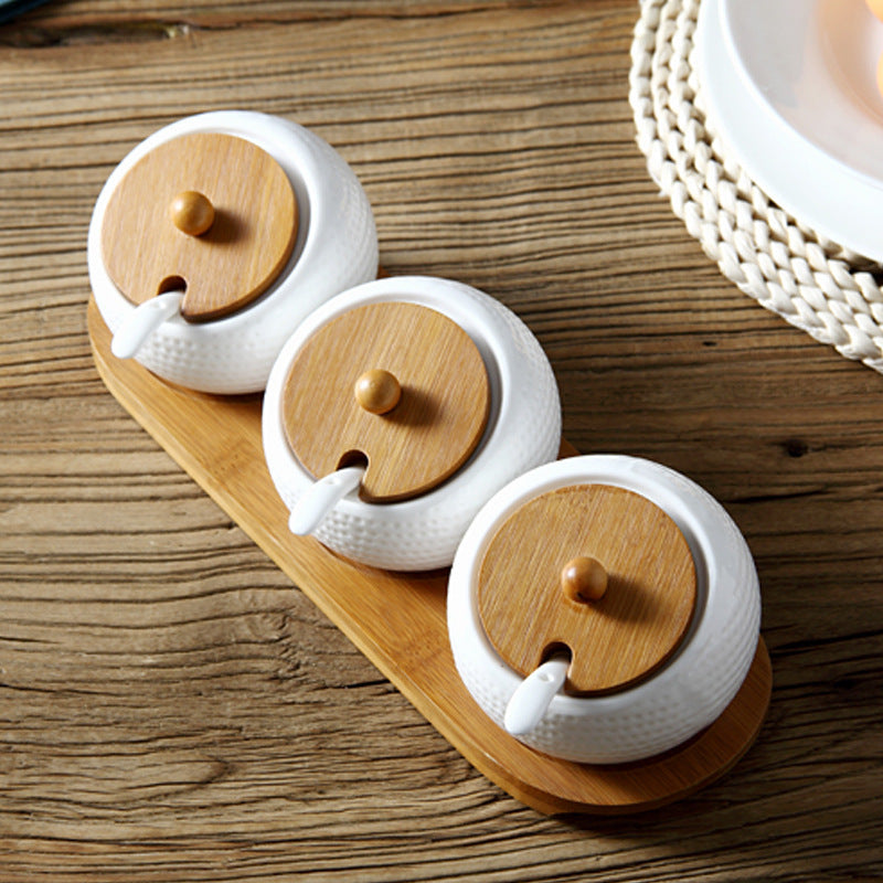 Bamboo lid seasoning jar