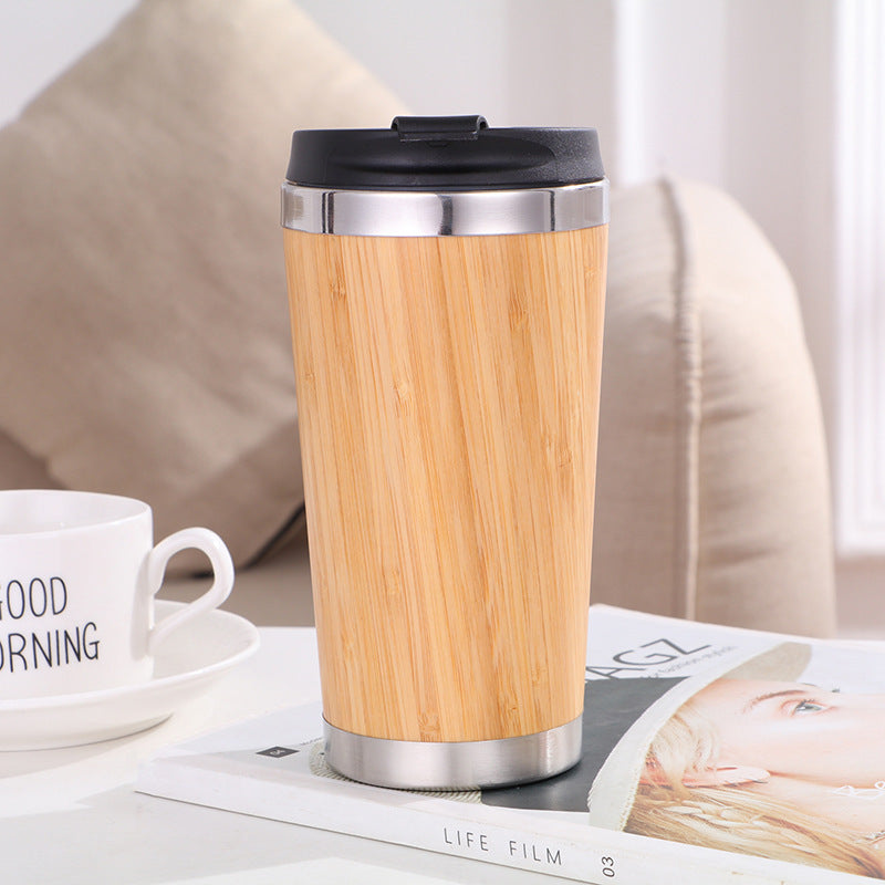 Bamboo shell coffee cup stainless steel