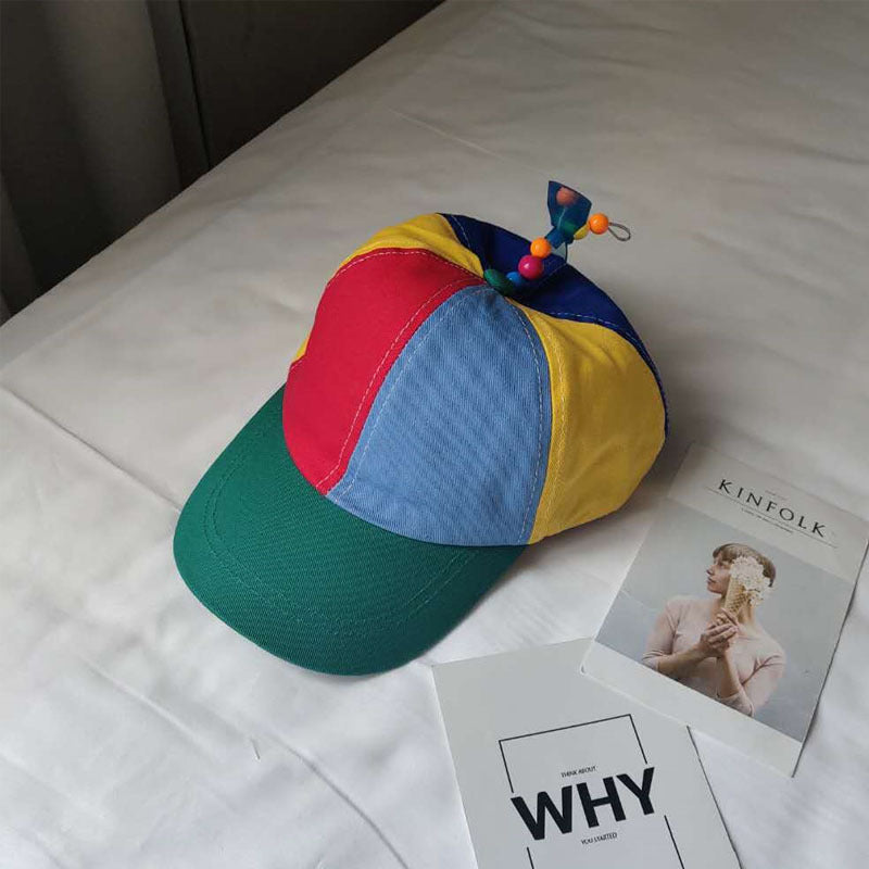 Propeller spinning bamboo dragonfly hat