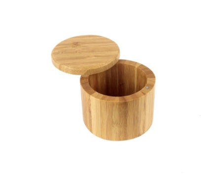 Round bamboo spice box
