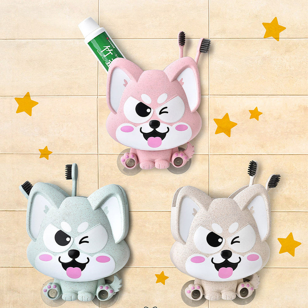 Multi-purpose Storage Rack Set Wheat Fiber Toothbrush Holder Cartoon Suction Cup Storage Box