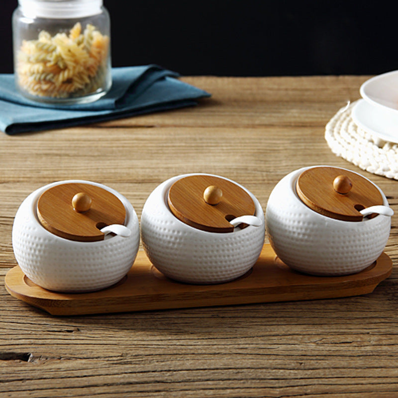 Bamboo lid seasoning jar