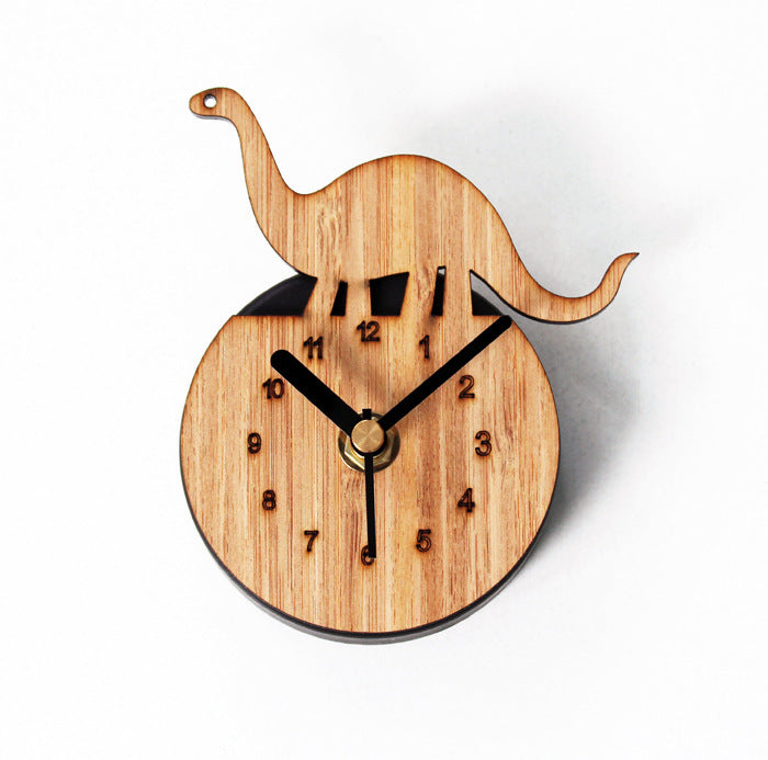 Bamboo And Wood Dinosaur Refrigerator Clock