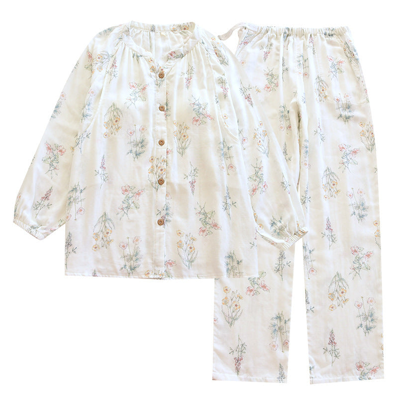 Bamboo Fiber With Chest Pad Confinement Clothing Pregnant Postpartum Nursing Clothing Long Sleeve Home Wear Printing