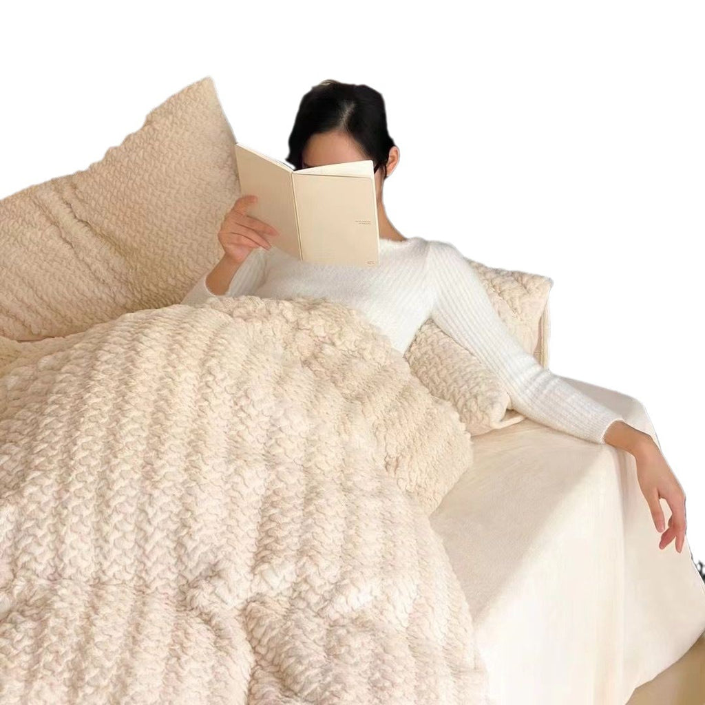 Household Fashion Simple Plush Autumn And Winter Thickening Milk Fiber Bedding