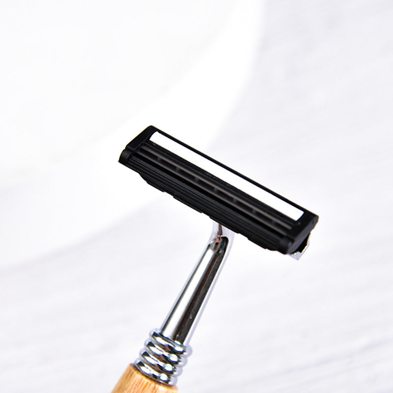 Manual Bamboo Handle Stainless Steel Shaver