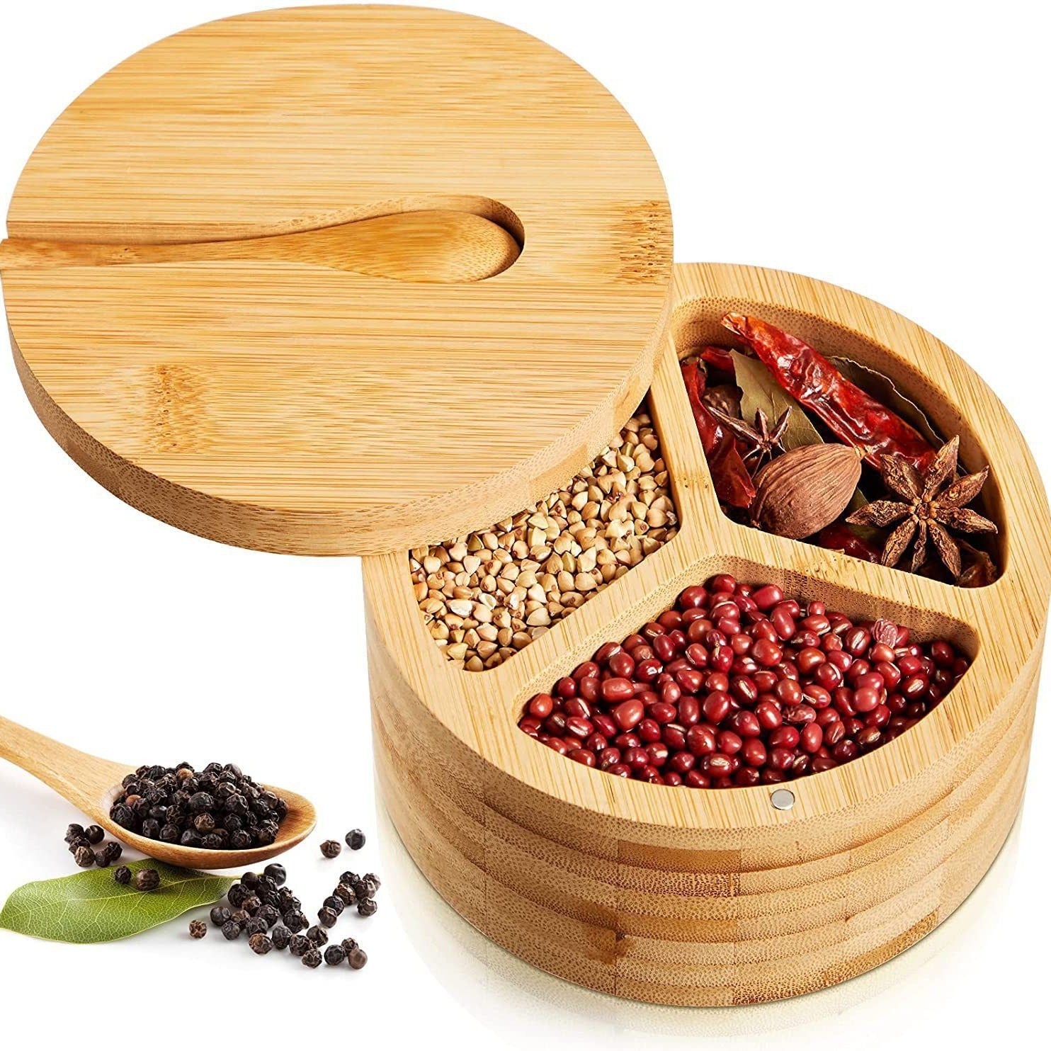 Bamboo Salt Jar Seasoning Box Kitchen Seasoning