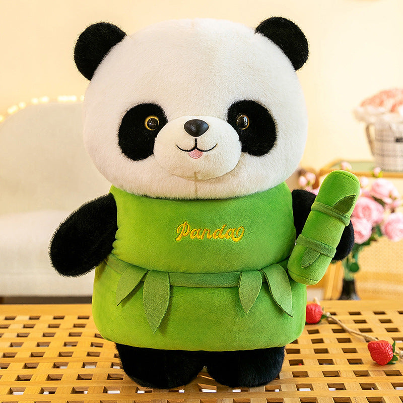 Bamboo Pipe Panda Plush Toy Doll