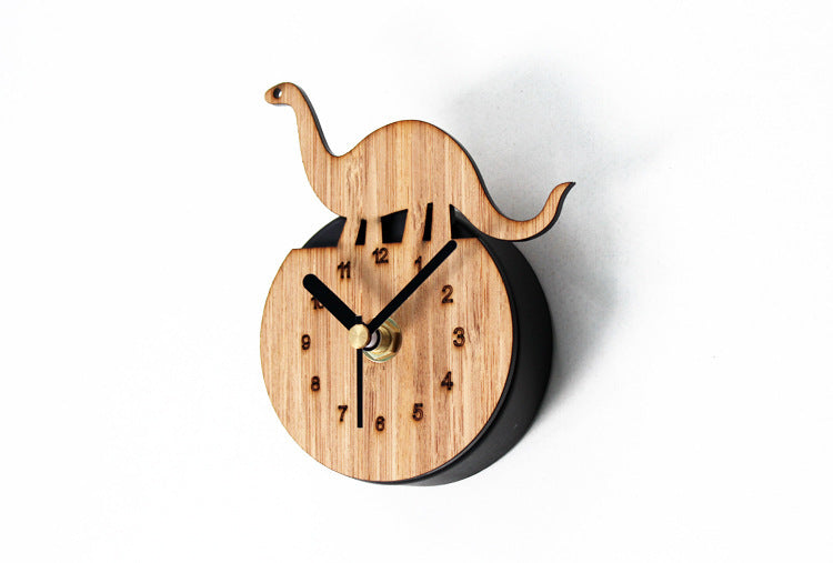 Bamboo And Wood Dinosaur Refrigerator Clock