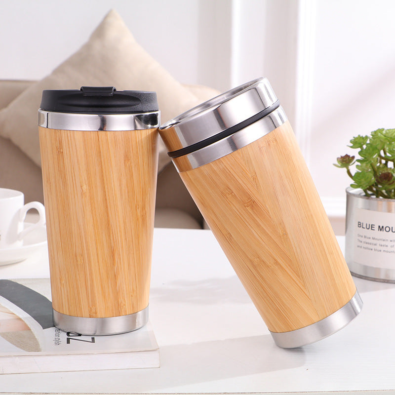 Bamboo shell coffee cup stainless steel