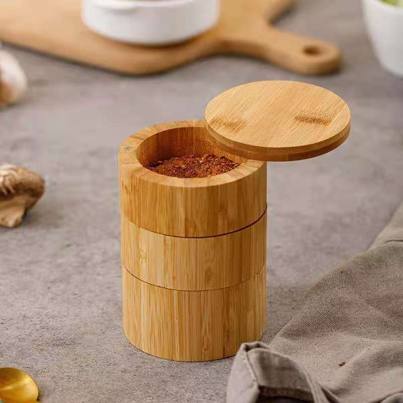 Bamboo Salt Jar Seasoning Box Kitchen Seasoning