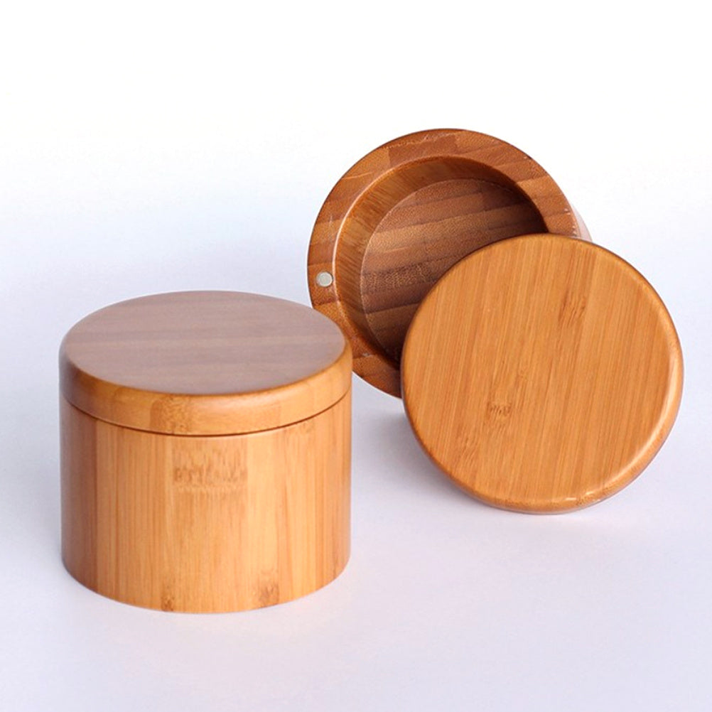 Round bamboo spice box