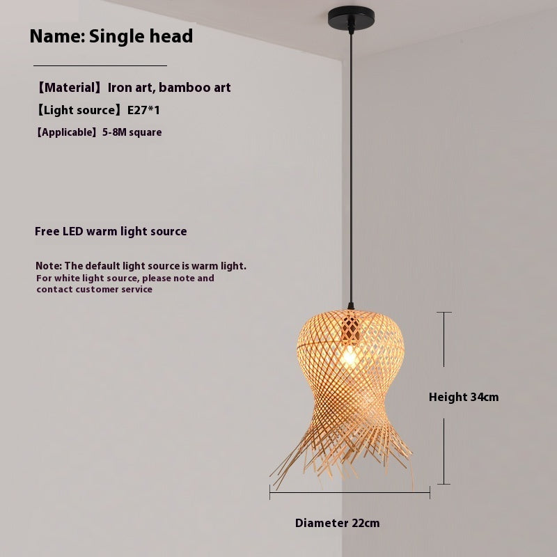 Bamboo Artwork Chandelier Living Room Stairs Bamboo Woven Assembled Lamp