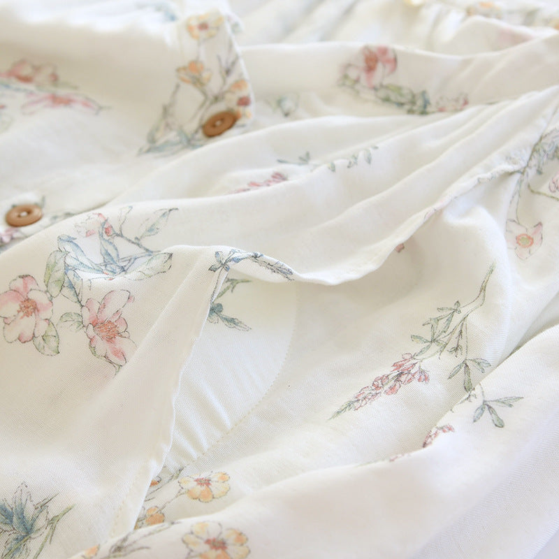 Bamboo Fiber With Chest Pad Confinement Clothing Pregnant Postpartum Nursing Clothing Long Sleeve Home Wear Printing