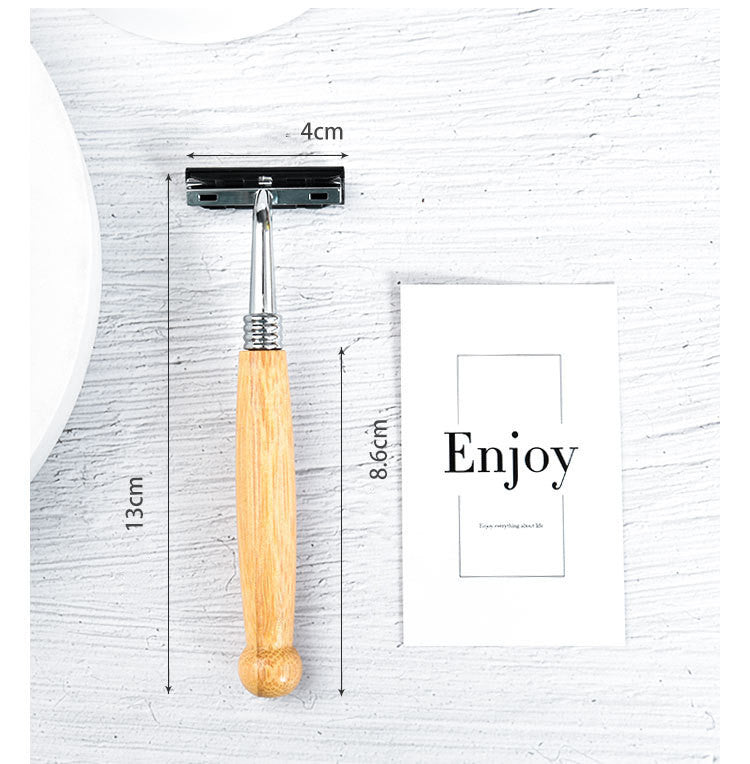 Manual Bamboo Handle Stainless Steel Shaver