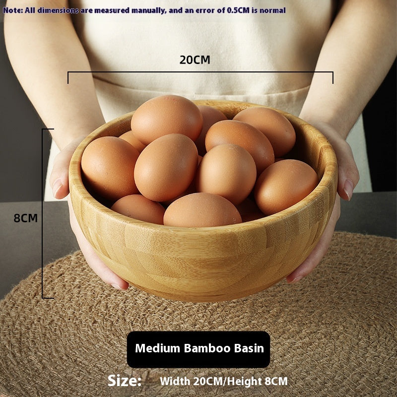 Wooden Dough Basin Thick Bamboo Bowl