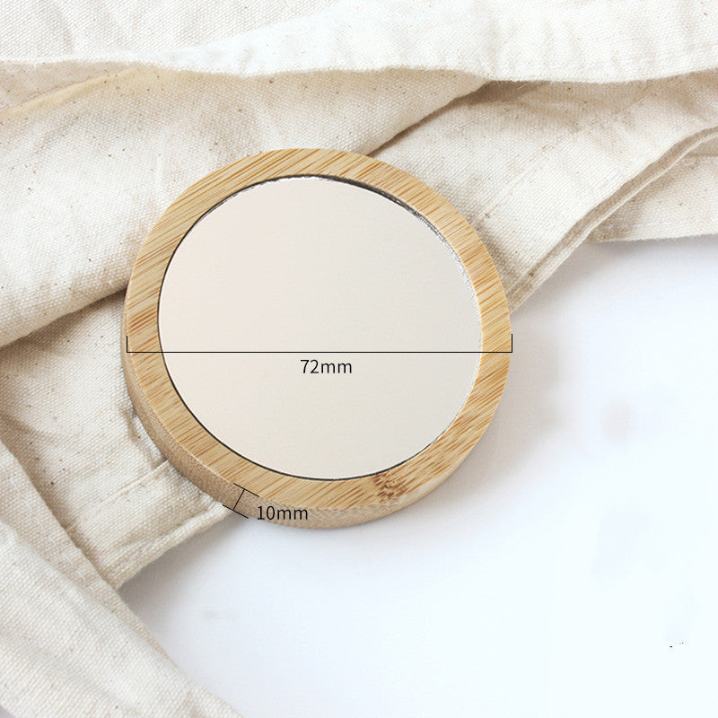 Bamboo portable makeup mirror