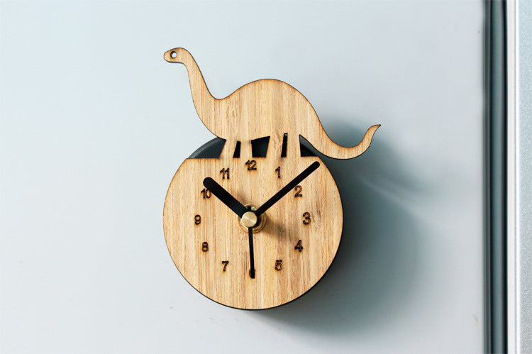 Bamboo And Wood Dinosaur Refrigerator Clock