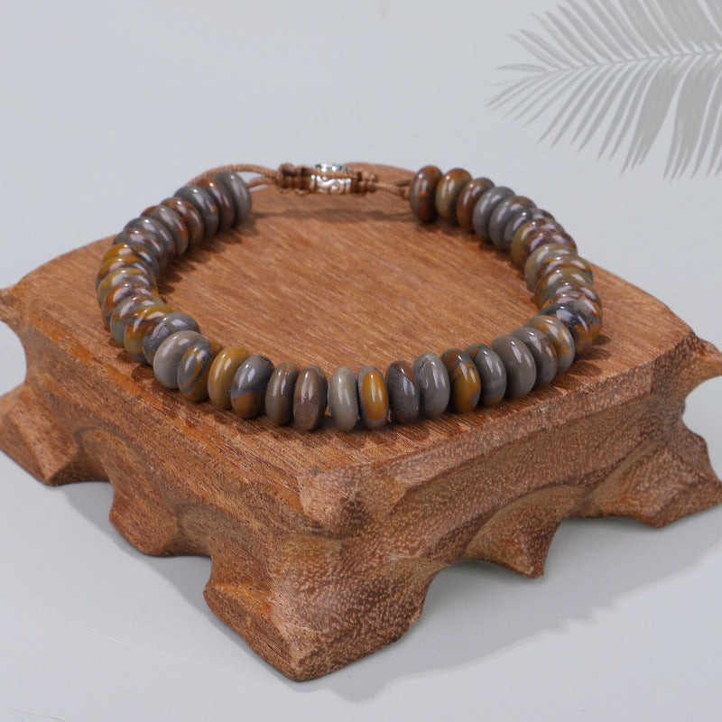 Bamboo Leaf Stone Abacus Beaded Bracelet