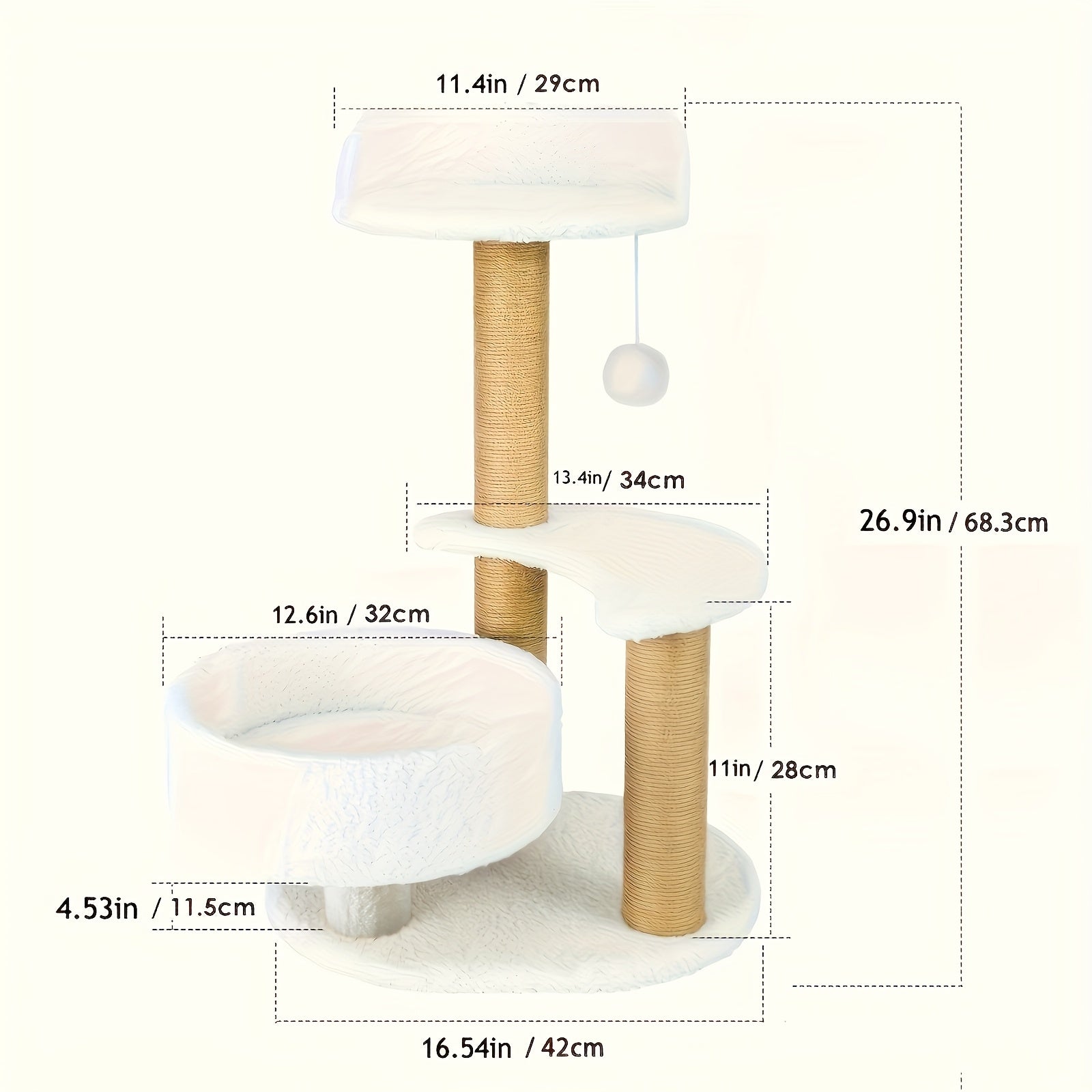 Luxury Cat Tree With Scratching Posts - Easy To Assemble, Wooden Fiber Structure, Suitable For Cats.