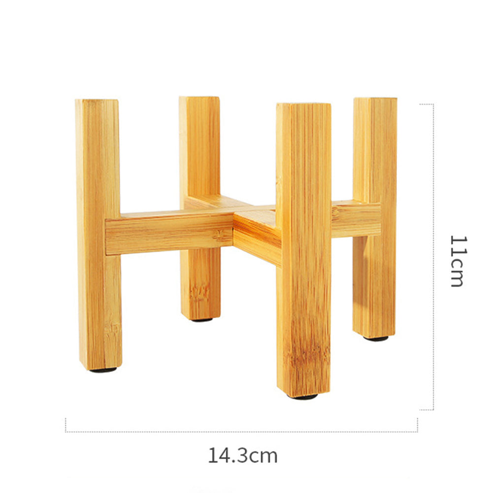 Flower Pot with Bamboo Tray Support