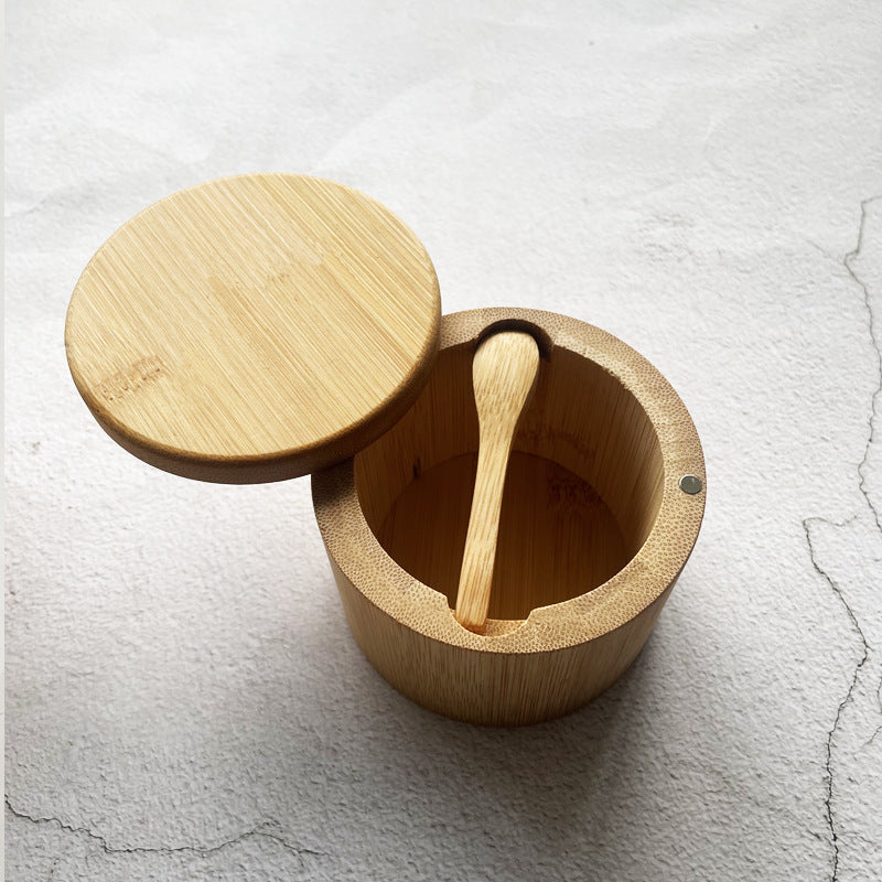 Bamboo Salt Jar Seasoning Box Kitchen Seasoning