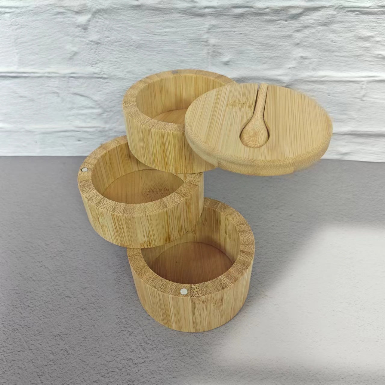 Bamboo Salt Jar Seasoning Box Kitchen Seasoning