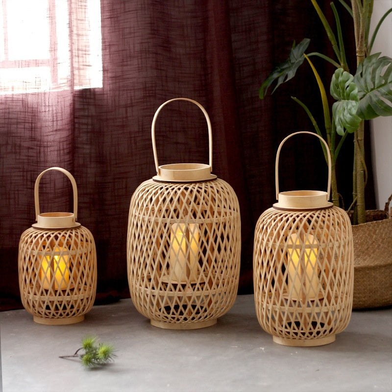 Handmade Bamboo Lantern Candlestick Ornaments