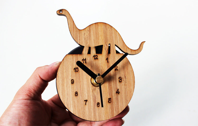 Bamboo And Wood Dinosaur Refrigerator Clock