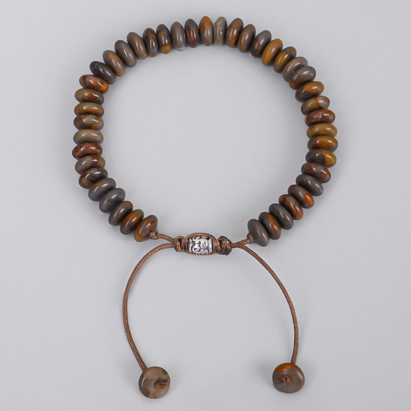 Bamboo Leaf Stone Abacus Beaded Bracelet