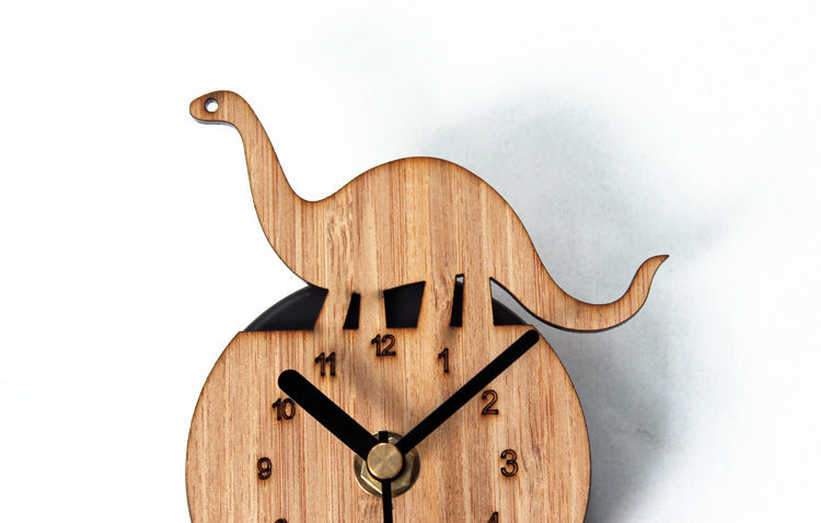 Bamboo And Wood Dinosaur Refrigerator Clock