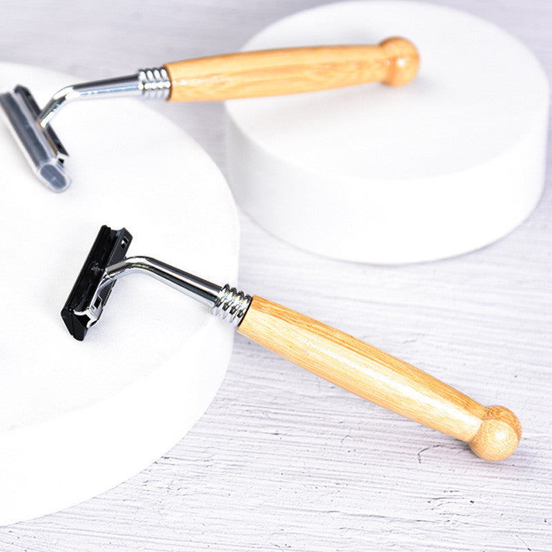 Manual Bamboo Handle Stainless Steel Shaver