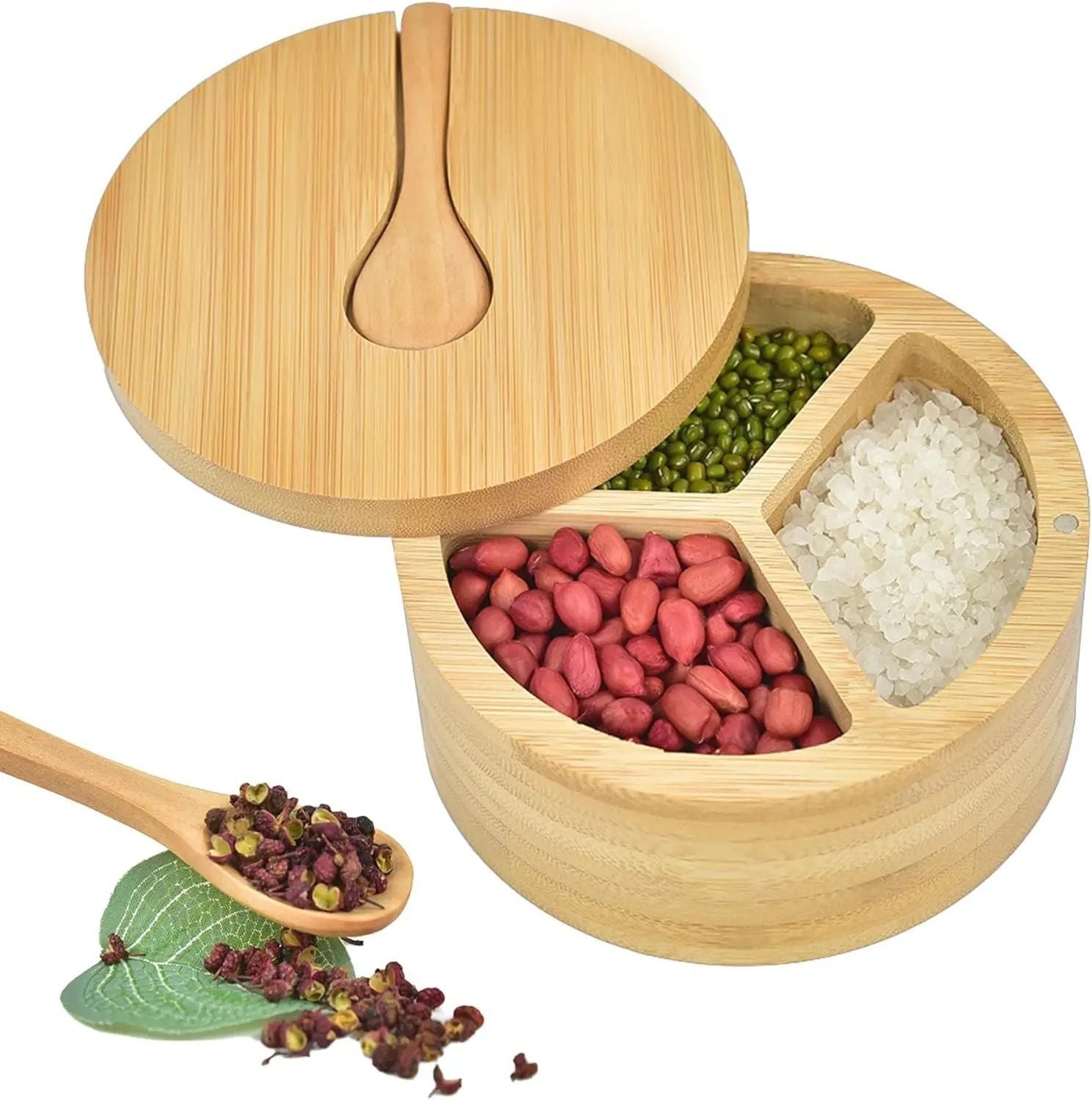 Bamboo Salt Jar Seasoning Box Kitchen Seasoning