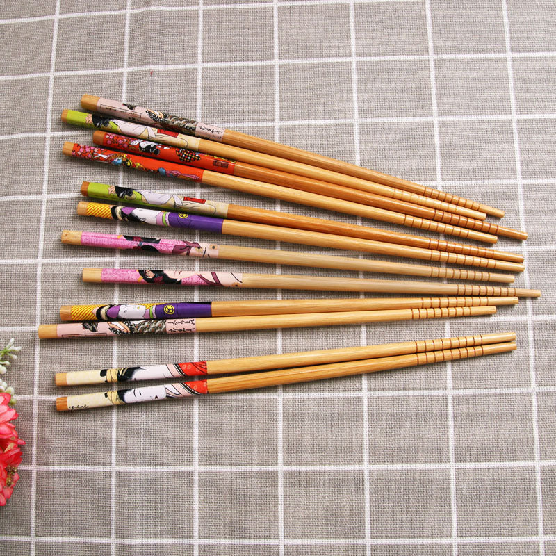 Lady Printed Bamboo Chopsticks