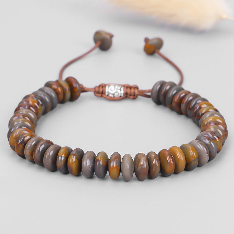 Bamboo Leaf Stone Abacus Beaded Bracelet