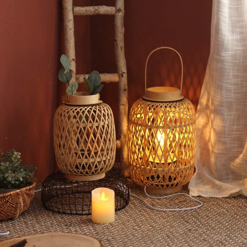 Handmade Bamboo Lantern Candlestick Ornaments