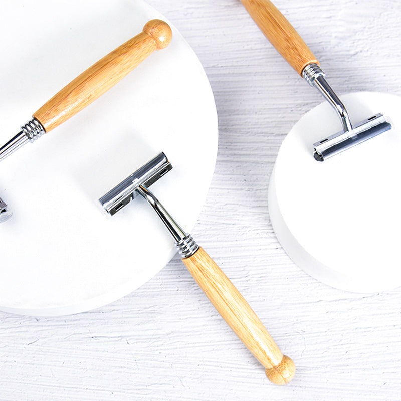 Manual Bamboo Handle Stainless Steel Shaver